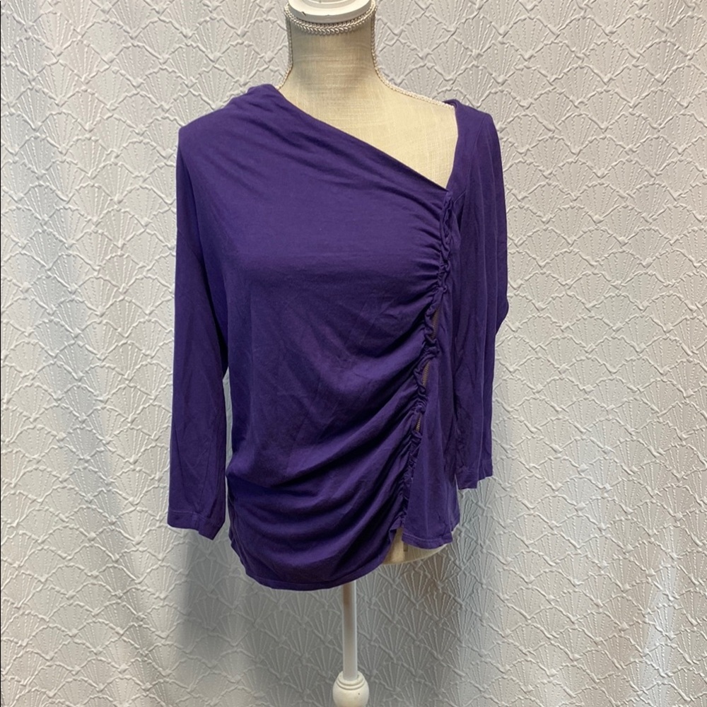 Size‎ XL Elegant Purple Women's Blouse asymmetrical neckline stretch unique